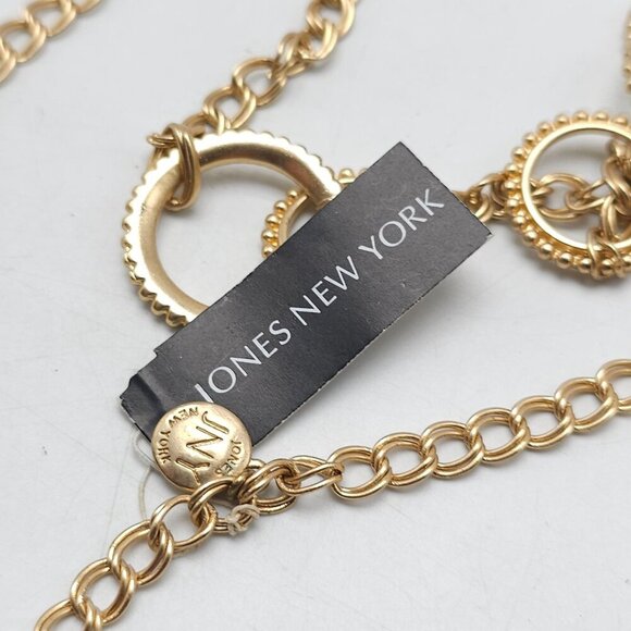 Jones New York Gold Tone Link Circle Long Necklace MSRP $42 Nickel Safe - Picture 5 of 7